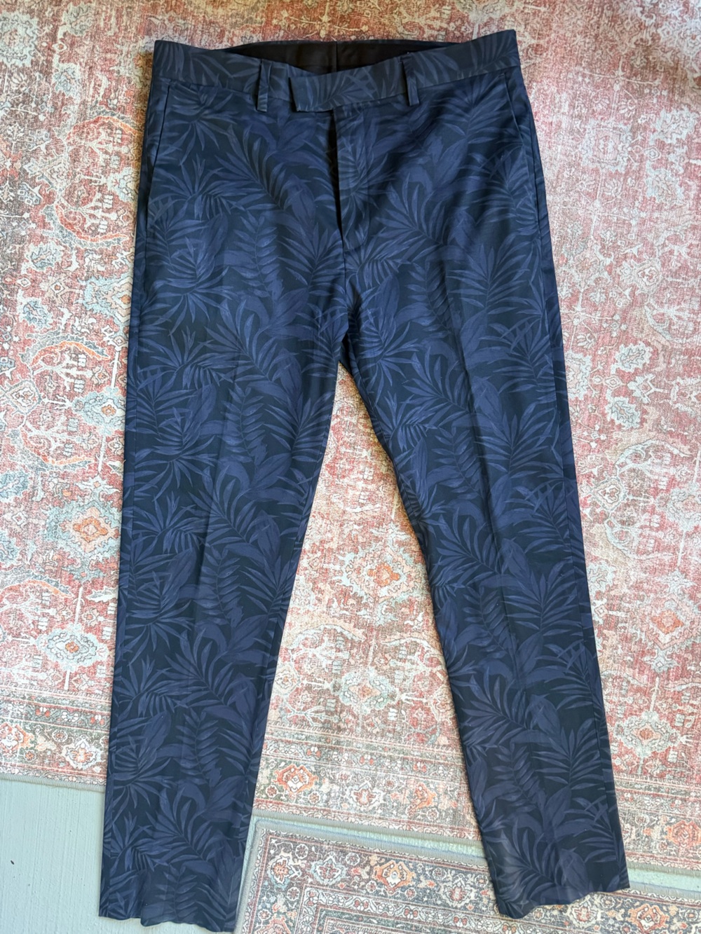 Banana Republic Navy Blue Palm Jacquard Chinos